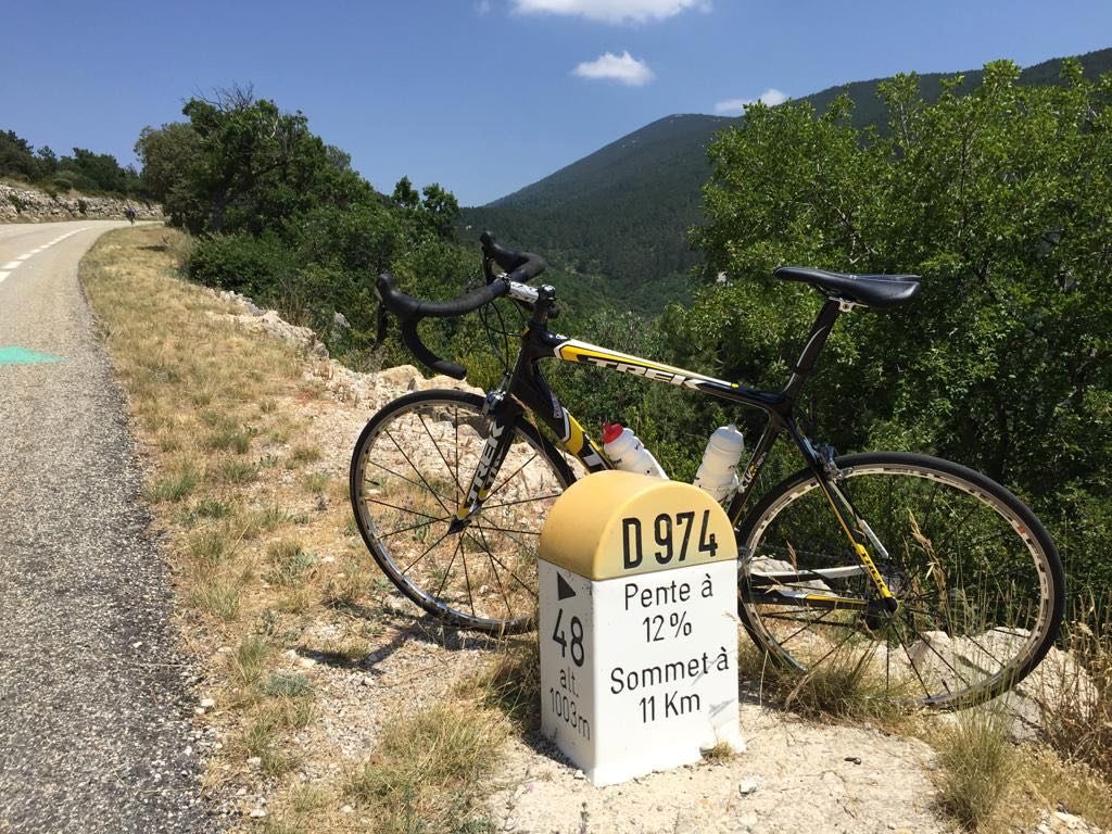  Mont Ventoux climb milestone and bike