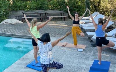 Private yoga class by the pool
