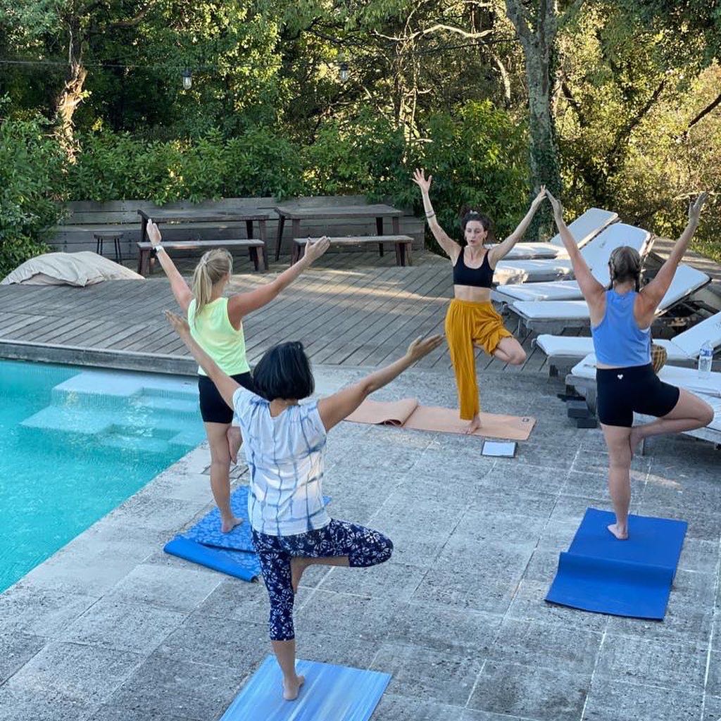 Private yoga class by the pool